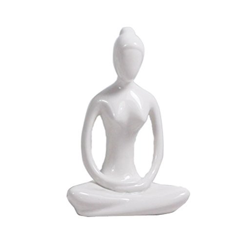 4.25" White Set of 4 Home Decorative Porcelain ceramic Yoga Pose Yoga Figurine Statue, Meditation Room Yoga Instructor collection gifts for Yoga Lovers Women Yogi Freak