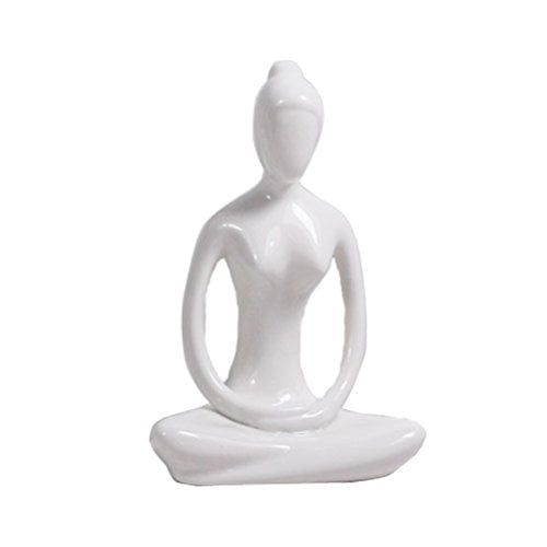 4.25" White Set of 4 Home Decorative Porcelain ceramic Yoga Pose Yoga Figurine Statue, Meditation Room Yoga Instructor collection gifts for Yoga Lovers Women Yogi Freak