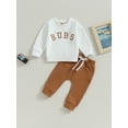 thumbnail image 2 of xiaxaixu 2Pcs Baby Boy Fall Outfits Long Sleeve Letter Print Sweatshirt + Pants Set Toddler Clothes, 2 of 8