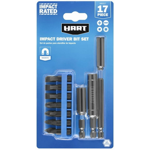 HART 17-Piece Impact Driver Bit Set with 3 Bit Holders