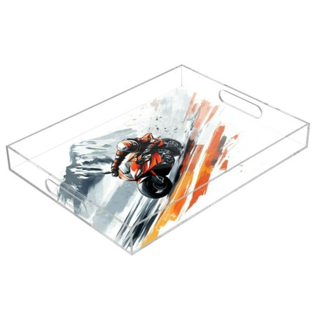 

Acrylic Tray 15.7*11.8*1.9 Inch Transparent Tray Food Tray Tea Cup Tray Serving Trays Cosmetics Storage Kitchen Table Bathroom Sundry Storage Red Rider