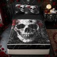 thumbnail image 2 of Erosebridal Gothic Rock Skull Zipper Twin Comforter Sets with Fitted Sheet and 2 Pillowcases for Boys Girls, Red Rose Spider Web Zipper Bedding Set, Black Reversible, 4-Piece, 2 of 7