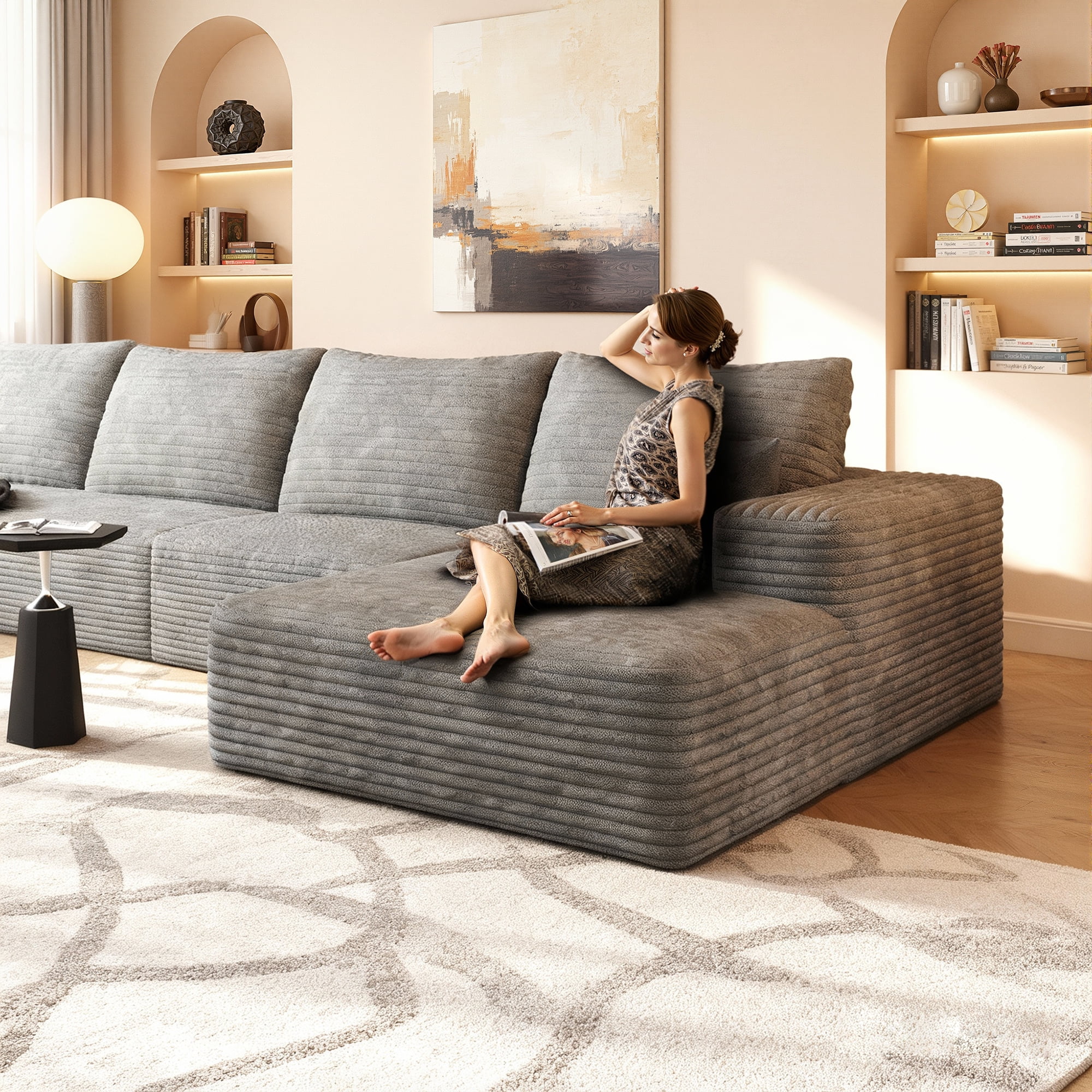 MAYEERTY 5-Seat Gray Sectional Sofa 135