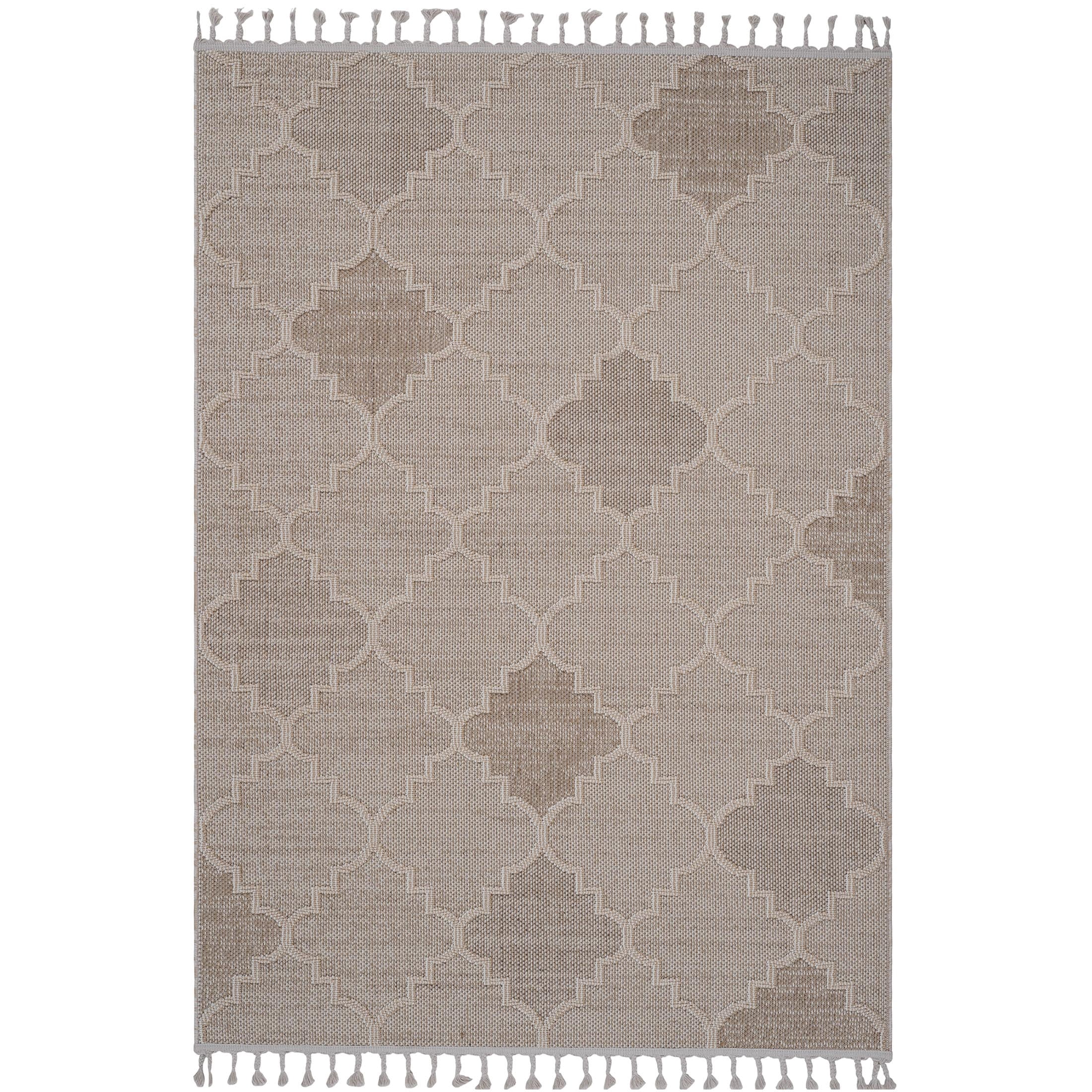 JERFIT 8x10 Cream Trellis Indoor Outdoor Rug, Non-Shedding Stain Resistant Low Pile Area Carpet for Living Room Bedroom