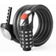 thumbnail image 1 of Candado de cable para bicicleta, 1,8 metros, con luz LED de 5 dígitos y combinación negra, ideal para bicicletas de montaña, motocicletas, scooters y puertas., 1 of 5