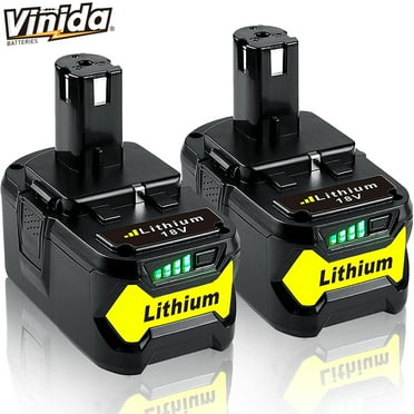 VINIDA 2-Pack 6.0Ah Replacement Batteries For Ryobi 18V Tools - Lithium-Ion Power