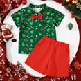thumbnail image 2 of Jamsmile Toddler Boys Outfits Sets Christmas Short Sleeve Cartoon Shirts + Shorts 2pcs Child Boys Gentleman Style Party Outfits, 2 of 7