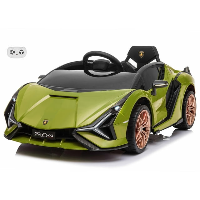 VOLTZ TOYS Lamborghini SIAN FKP 37 12V Ride on Car with Scissor Doors and Remote Control, Licensed - Green