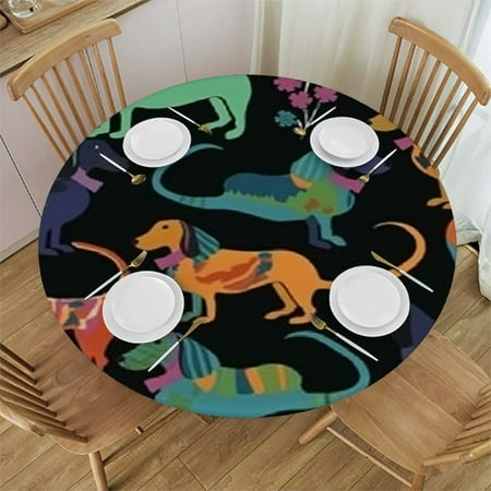 

BANET Blue Board with Starfish Round Tablecloth Sea Table Cover (Fit for Round Table) for Decor 42 -46