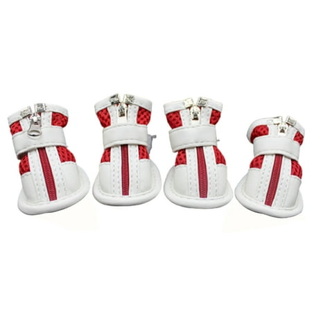 Frogued Pet Puppy Teddy Mesh Zipper Sneakers Breathable Magic Tape Closure Cat Dog Shoes