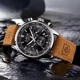 thumbnail image 3 of Lige Reloj Hombre Multifunción Cuero Reloj Cuarzo Cronógrafo Correa Marrón Bisel Plateado Fondo Negro, 3 of 8