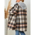 thumbnail image 2 of Cuteduck Women Plus Size Plaid Hooded Button Up Shirt Fall Shacket Long Sleeve Lightweight Fashion Coat 1X-4X, 2 of 7