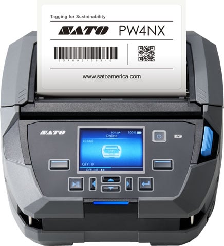 Restored SATO PW4NX Mobile 4-Inch Thermal Label Printer – NFC, Bluetooth & Wi-Fi, 203 dpi, Includes Shoulder Strap, P/N: WWPW41001 (Refurbished)