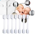 thumbnail image 2 of Buy 2 get 10% off Safety Strap Locks (7 Pack) For Fridge, Cabinets, Drawers, Dishwasher & More, Toilet- Adjustable Strap, No Drilling Required,Easy Installation, White, 2 of 5
