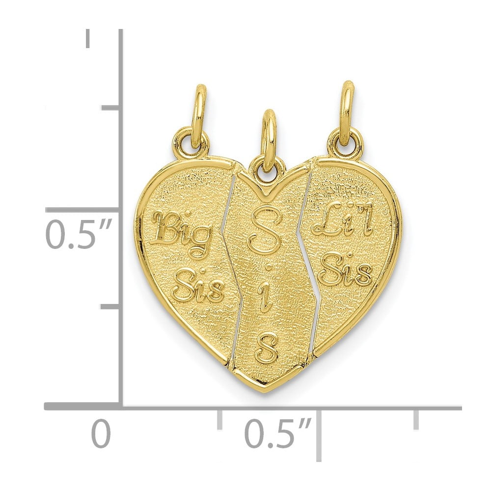 Finest Gold 10K 3 Piece Break-apart Big Sis, Sis & Lil Sis Charm