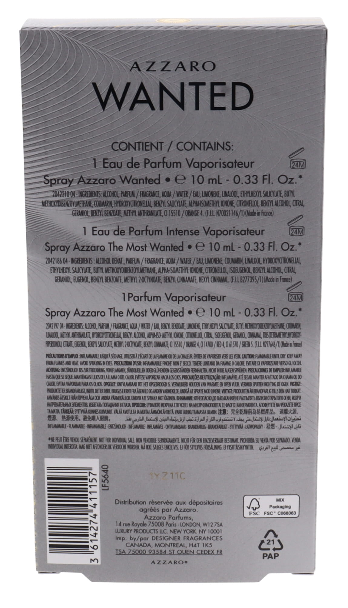 Azzaro Wanted Mens Cologne Discovery Set - 3-Piece Fragrance Kit Includes 3 Travel Size Sprays