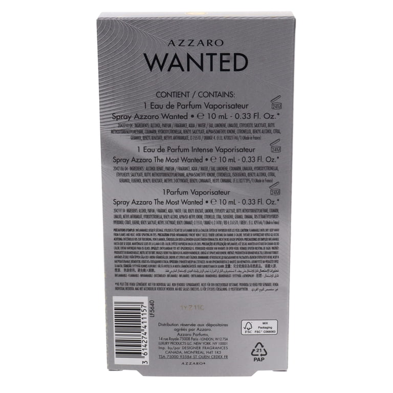 Azzaro Wanted Mens Cologne Discovery Set - 3-Piece Fragrance Kit