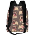 thumbnail image 3 of Lsque Cut Pug Pattern Backpack – School Travel Canvas Daypack with Ergonomic Padded Straps, Multiple Compartments & Leather Handle, 3 of 5