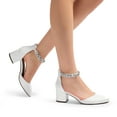 thumbnail image 4 of BURUDANI Women Heels Pumps Rhinestone Closed Toe Block Chunky Shoes, 4 of 7