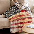 thumbnail image 4 of Fleece Blanket Independence Day Retro Stripes and Stars Blankets, Soft Cozy Warm Flannel Throw Blanket, USA Flag Star Blanket for Bed Couch Sofa,50x60In, 4 of 9