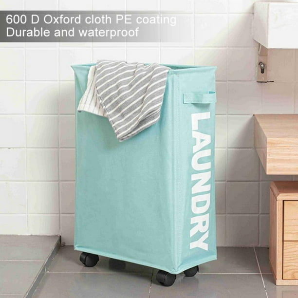 Rolling Slim Laundry Basket with Stand Foldable Waterproof Sorter and