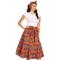 thumbnail image 3 of Sakkas Celine African Dutch Ankara Wax Print Full Circle Skirt - 8-Orange/turq - One Size Regular, 3 of 5