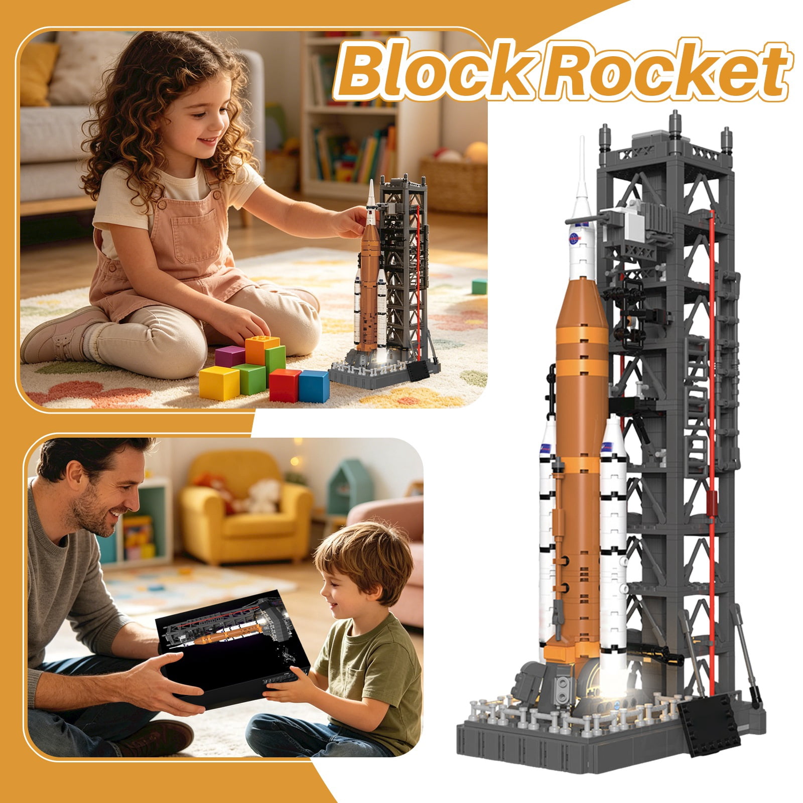 Artemis 2 Moon Rocket Building Block Set with Launch Tower, 908Pcs Space Exploration Model Kit, NASA-Inspired Collectible Display