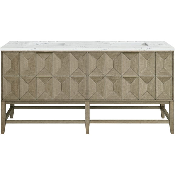 James Martin Vanities D100-V72-Fenc Emmeline 72" Free Standing Double Basin Ash Wood