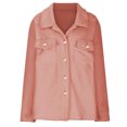thumbnail image 4 of XFLWAM Womens Sherpa Fleece Jacket Solid Button Down Shirt Jacket Long Sleeve Shacket with Pockets Lapel Coat Pink XL, 4 of 8