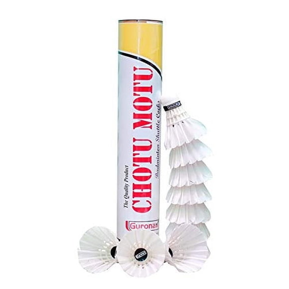 Gyronax Chotu Motu Volant de Badminton à Plumes / Blanc, Lot de 10, Fabriqué avec un Matériau de Qualité Supérieure