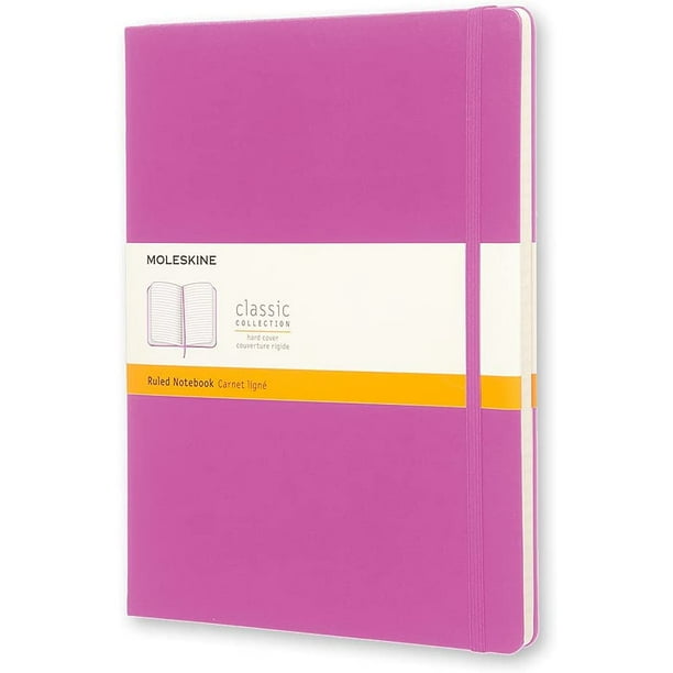 Moleskine Classic Notebook, Hard Cover, XL (7.5 x 9.5) Ru/Lined, Magenta,  192 Pages 