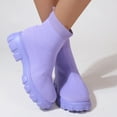 thumbnail image 4 of Women's Mid Calf Boots On Low Heel Sole Design for Everyday Casual Wear Travel Outfits and Outdoor Activities Comfortable Footwear,Color:Purple,Size:5.5, 4 of 9