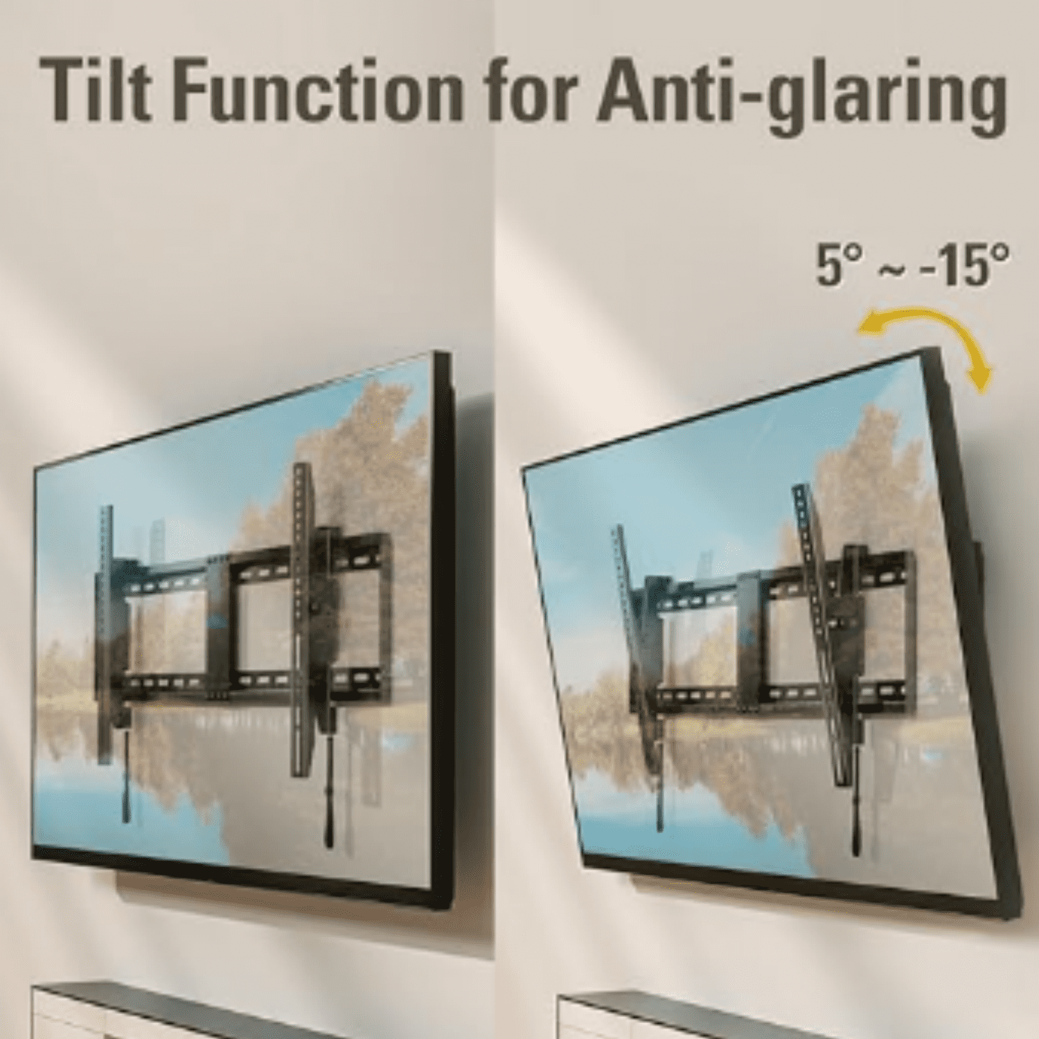 TV Wall Mount for 42-86" TVs, Tilting TVs Mount with Level Adjustment Fits 16", 18", 24" Studs Easy for Centering, Wall Mount TV Bracket Max VESA 800x400mm, 120 LBS Loading