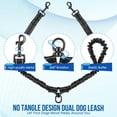 thumbnail image 3 of Double Dog Leash 90cm Nylon Bungee Reflective Shock-Absorbing Animal Leash, Black, 3 of 7