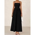 thumbnail image 6 of Women'S Summer Maxi Dresses Beach Sundress Casual Spaghetti Strap Smocked Swing A Line Long Flowy Dress Black XL, 6 of 7