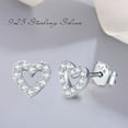thumbnail image 5 of Cuoka Heart Stud Earrings 925 Sterling Silver Halo Cubic Zirconia Stud for Women 18K White Gold Plated Fashion Jewelry Birthday Valentine's Day Gift for Sensitive Ears, 5 of 7