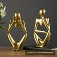 thumbnail image 4 of Relax love Thinker Statue Set Nordic 3Pcs Resin Thinker Figurine Handmade Thinker Ornament Modern Crafts Art for Office Home Desktop Decoration,Gold, 4 of 8