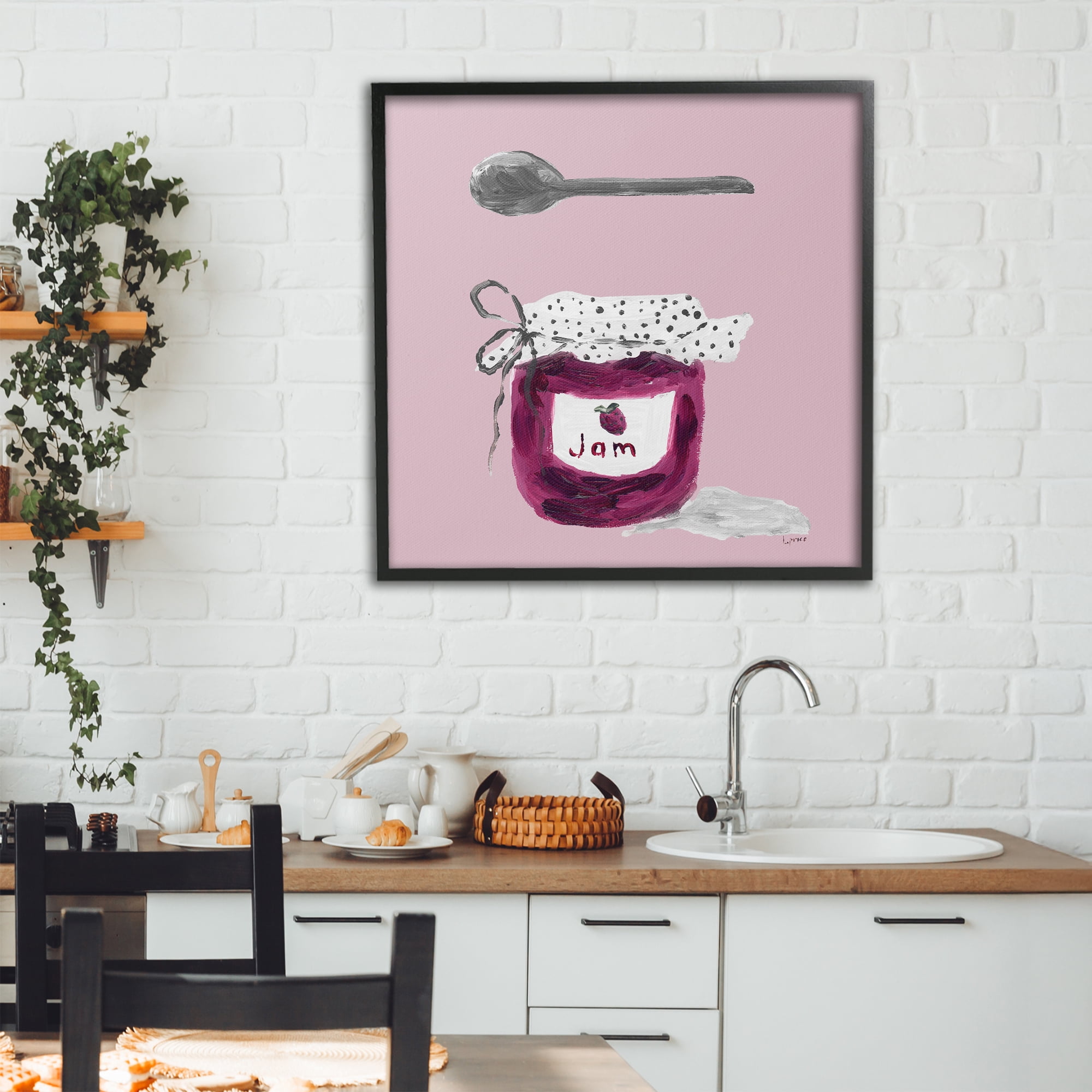 Stupell Industries Jam Jar over Blush Black Framed Giclee Art, design by Lucille Price