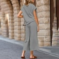 thumbnail image 7 of Oplxuo Womens 2 Piece Outfits Sweatsuit Short Sleeve Tops and Drawstring Waist Cropped Wide Leg Pants Loungewear Sets, 7 of 7