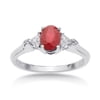 Ruby & 1/4 Carat Trillion-Cut Diamonds 14kt White Gold Ring