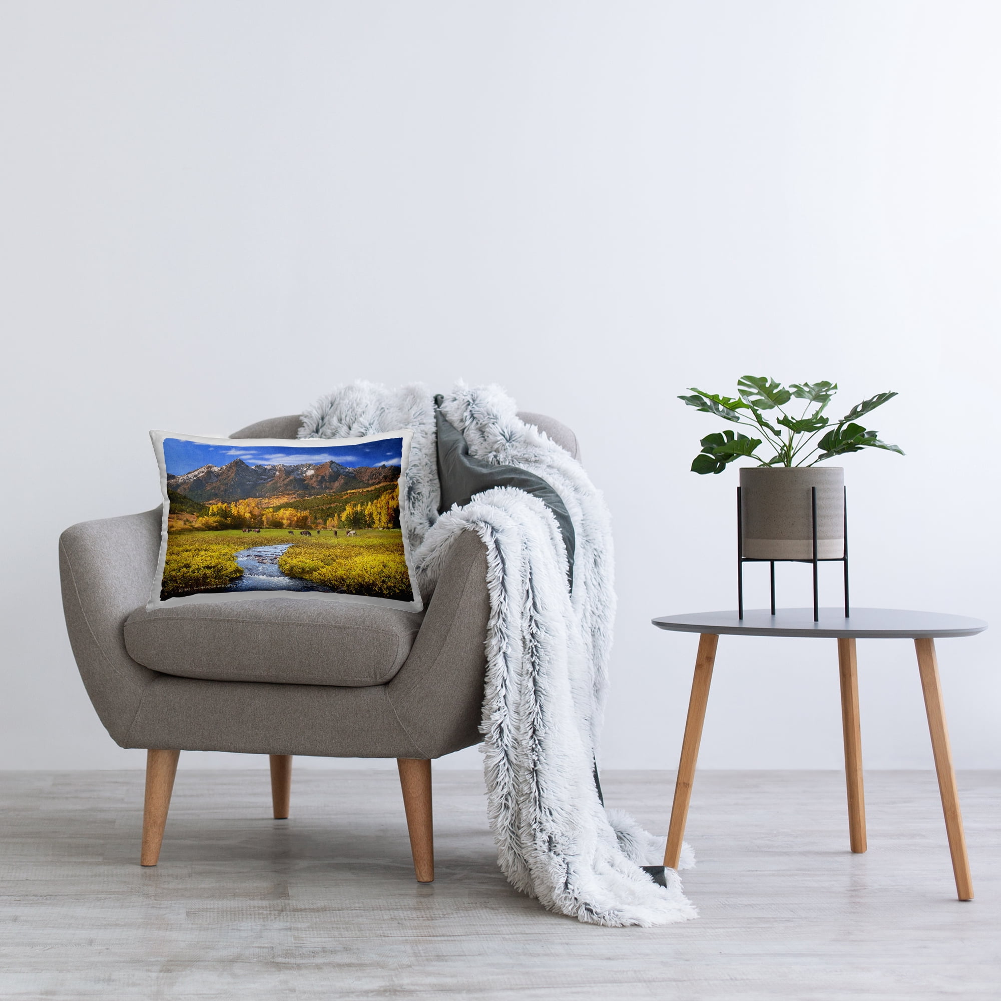 Stupell Industries Horse Ranch Autumn View Decorative Printed Throw Pillow Design by Chris Vest.