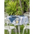 thumbnail image 3 of Outdoor Tablecloth with Umbrella Hole for Patio/Picnic/Party/Camping, Blue Shell Coastal Waterproof Table Cloth Round Cover Washable, Summer Beach Conch Ocean Striped (Dia 60"), 3 of 9