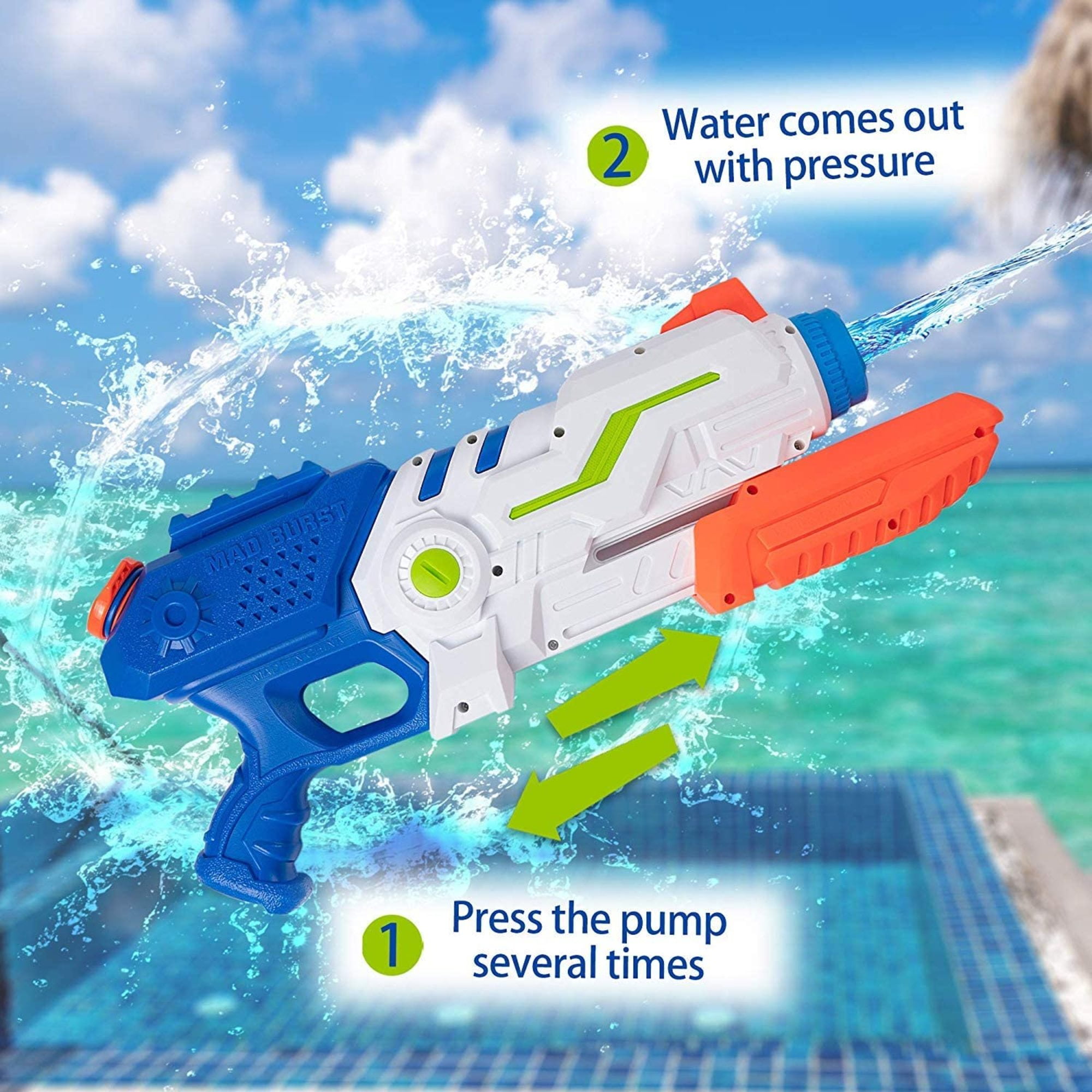 New Bensons Water Blaster Gun Large Capacity Squirt Guns Shoots Up To 9m Kids 