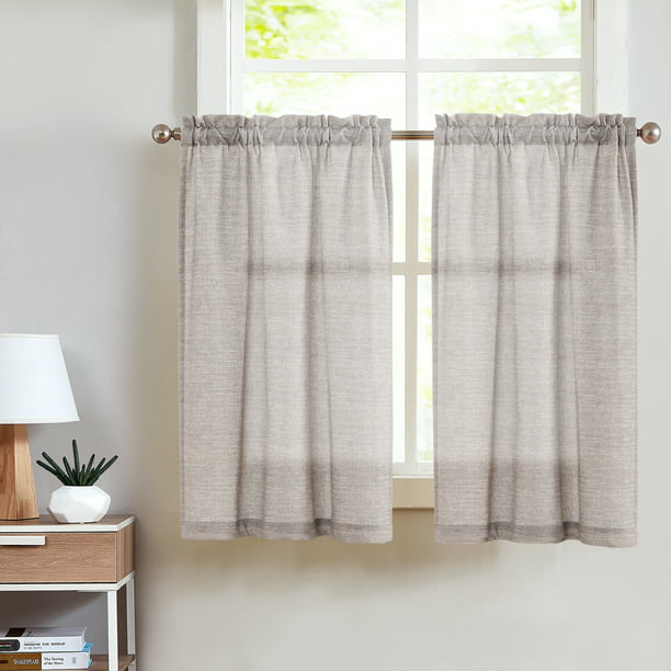 Topick Tier Curtains Linen Textured 24, How To Make Cafe Curtains With Rings