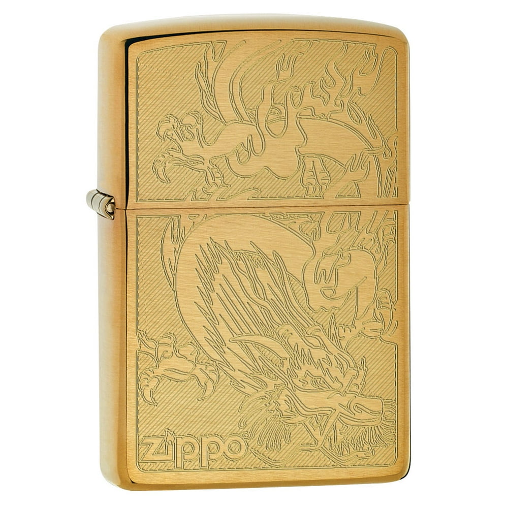Zippo Lighter Dragon, Engraved Brushed Brass 79464