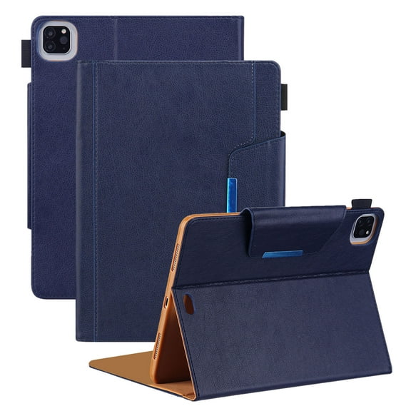 Allytech Case for Apple iPad Air 4th Gen 10.9"/ iPad Pro 11 2021/2020/2018, Kickstand Document Pocket Business Type Folio Flip Auto Sleep Wake Shockproof Case Cover Compatible with Keyboard, Darkblue