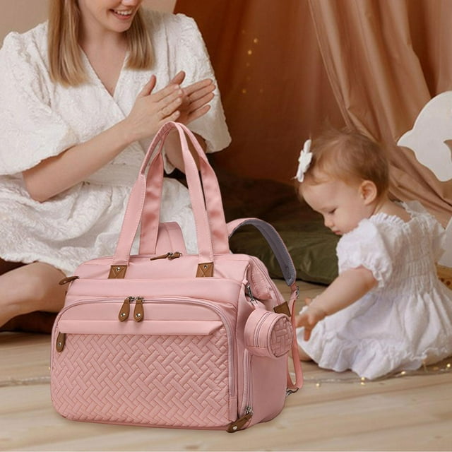 BELOVING Diaper Bag Backpack Travel Bag Large Capacity Wear Resistant with Shoes Compartment Pacifier Case for Clothes Trip Essentials Pink