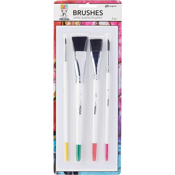Ranger Detail Brush Set: 4-Piece Pack for Precision Painting with Round, Fine Point, and Flat Brushes