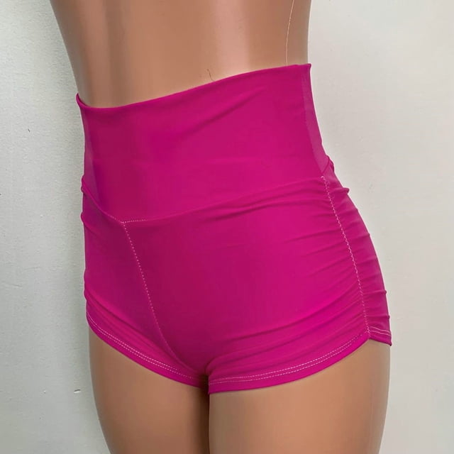Pantalones cortos de yoga Macarena cintura para mujer Pantalones cortos de ejercicio de compresión Rosa