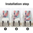 thumbnail image 4 of Bright Dining Chair Cover Bright Beige Blue Pink Floral Set of 6 Stretch Removable Washable Slipcovers for Dining Room Hotel Kitchen, 4 of 6